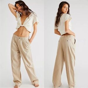 Free People Addy Chino Pants in Beige Khaki Oversized Size 4 I4